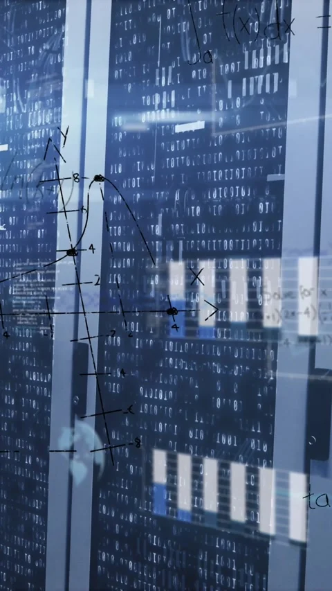 Animation of data processing over server room Video stock 341921121