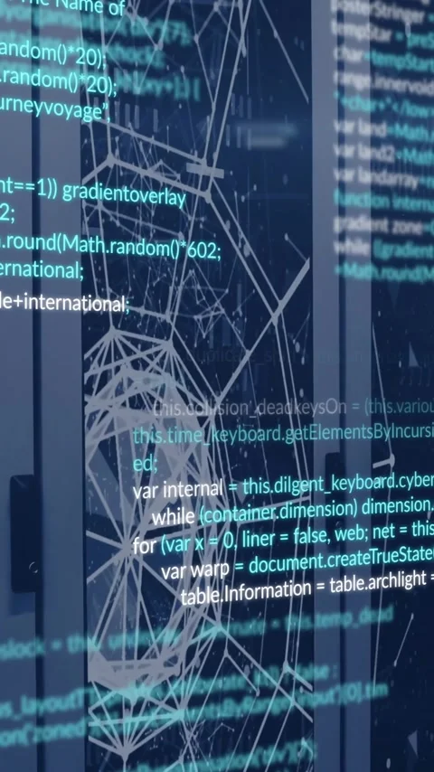 Animation of data processing over server room Stock Footage 342954187