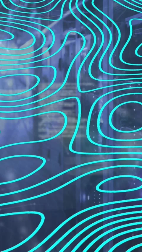 Animation of data processing over server room and shapes Stock Footage 343828334