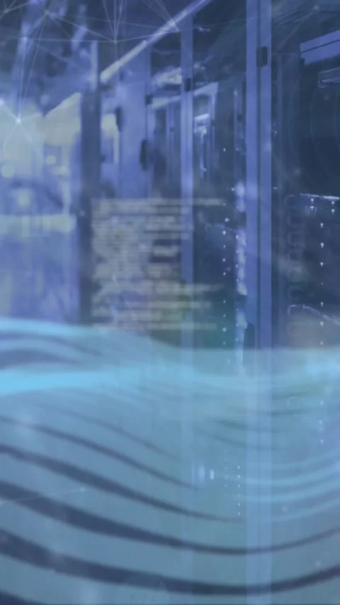 Animation of data processing over server room Stock Footage 343902111