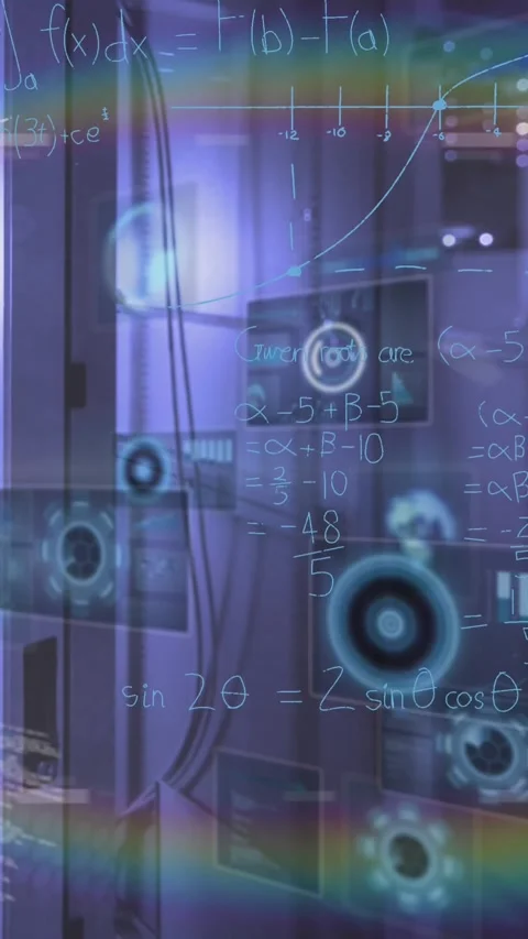 Animation of data processing over server room Stock Footage 343902150