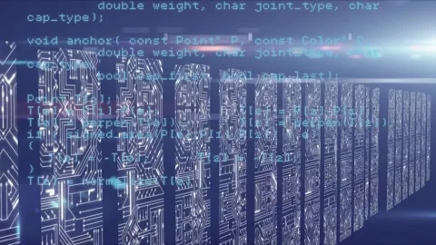Animation of data processing over servers with computer circuit board Stock Footage 328647991