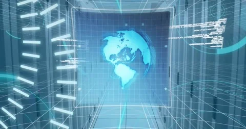 Animation of data processing over servers Stock Footage 328709154