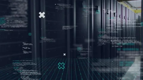 Animation of data processing over servers Stock Footage 328810667