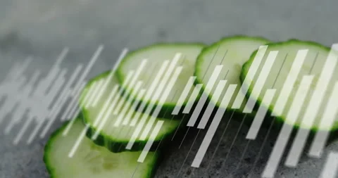 Animation of data processing over sliced cucumber Stock Footage 266190562