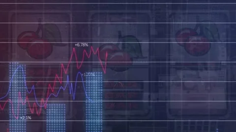Animation of data processing over slot machine Stock Footage 328250553