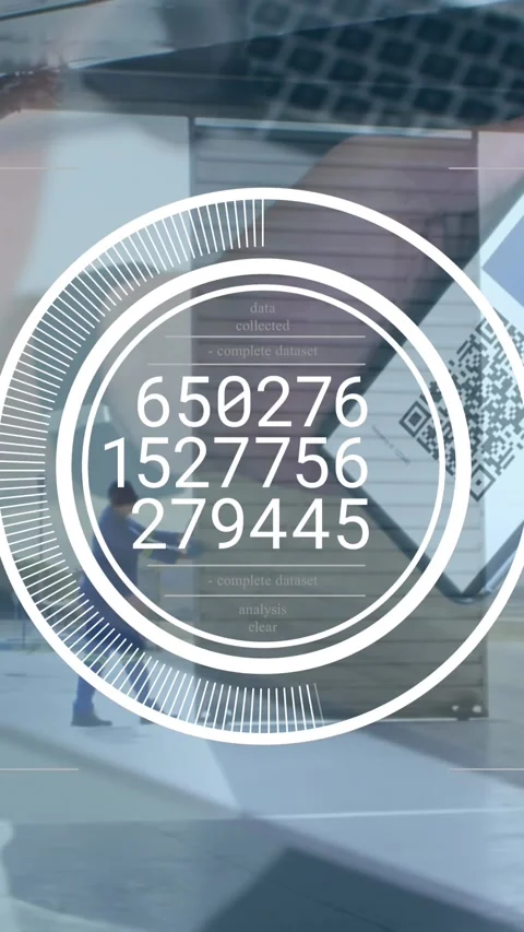 Animation of data processing over smartphone with qr code and airport Stock Footage 322560597