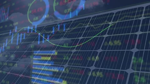 Animation of data processing over solar panels 스톡 동영상 196887120