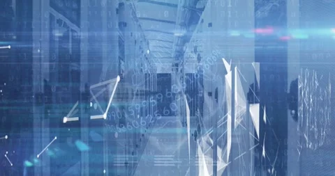 Animation of data processing over spinning globe and plexus networks against Stock Footage 328586757