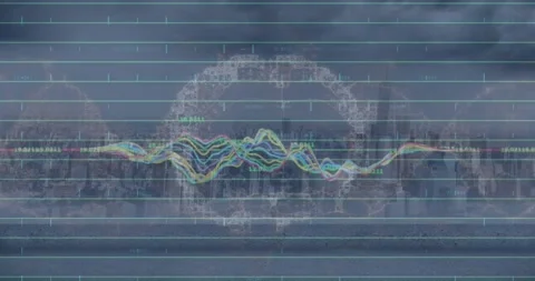 Animation of data processing over spinning human brain icon against view of Vídeos de archivo 330735836