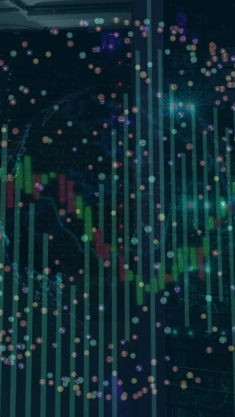 Animation of data processing over spinning globe against computer server room Stock Footage 344722832