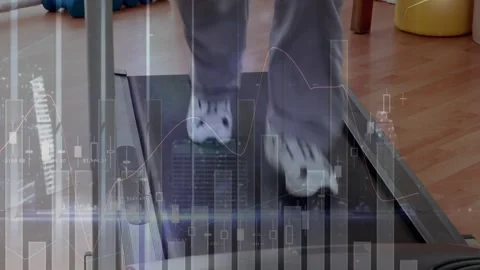 Animation of data processing over sportsman exercising 動画素材 329853558