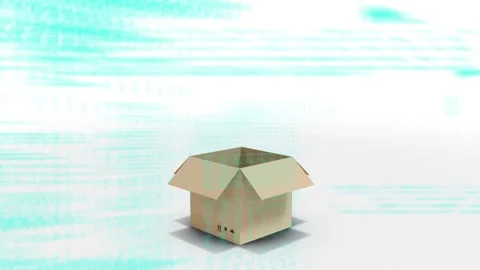 Animation of data processing over stack of opened cardboard box Stock Footage 157674419