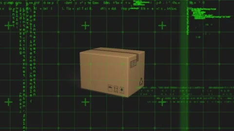 Animation of data processing over stack of cardboard box Stock Footage 157674443