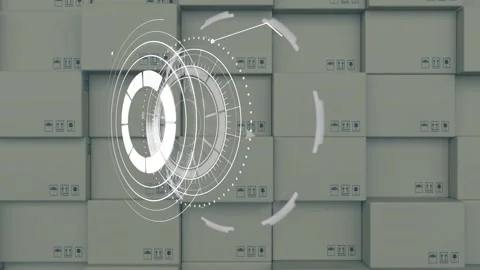 Animation of data processing over stack of cardboard boxes Stock Footage 157674755