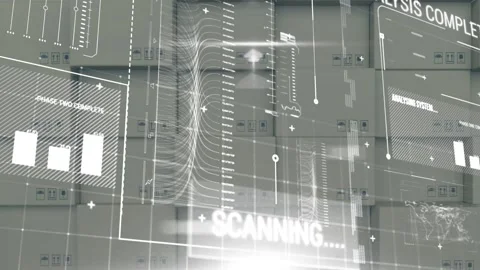 Animation of data processing over stack of cardboard boxes Stock Footage 157674777