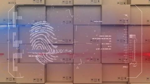 Animation of data processing over stack of cardboard boxes Stock Footage 159967373