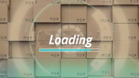Animation of data processing over stack of cardboard boxes Stock Footage 159967395