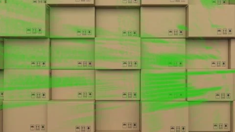 Animation of data processing over stack of cardboard boxes Stock Footage 159975856