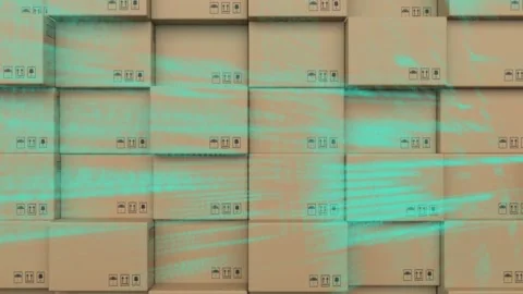 Animation of data processing over stack of cardboard boxes Stock Footage 159975885