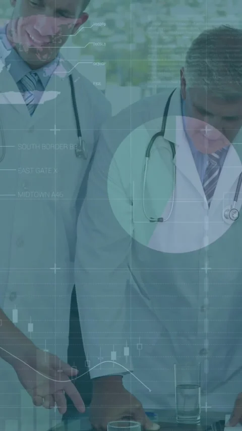 Animation of data processing over team of diverse doctors and health workers Stock Footage 344783187