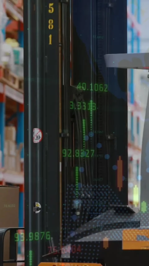 Animation of data processing over turret truck Stock Footage 344722443