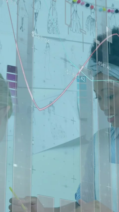 Animation of data processing over two diverse female fashion designers Stock Footage 344803456