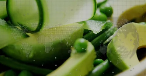 Animation of data processing over vegetables Stock Footage 327900909