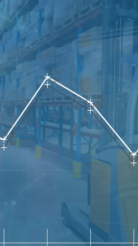 Animation of data processing over warehouse against clouds in the sky Stock Footage 341991608
