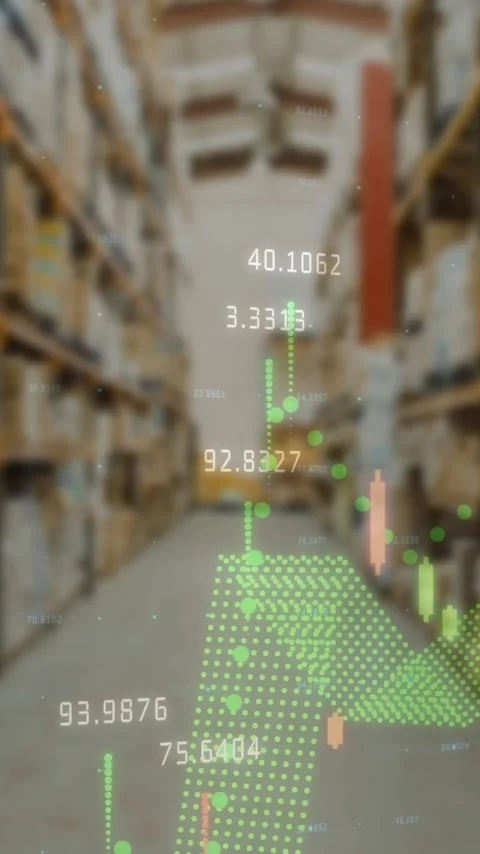 Animation of data processing over warehouse Stock Footage 343720999