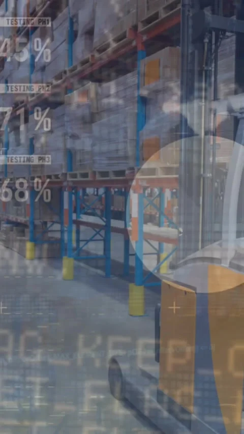 Animation of data processing over warehouse Stock Footage 343779675