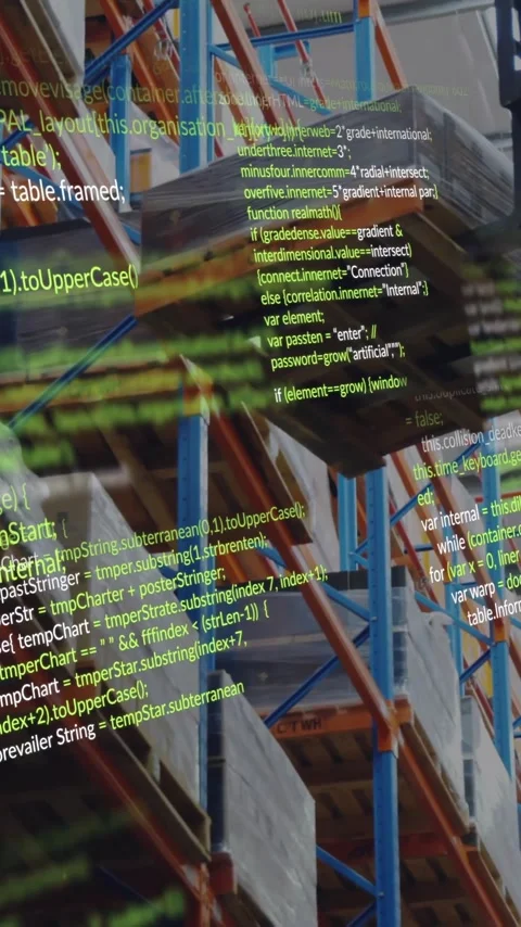 Animation of data processing over warehouse Stock Footage 343902662