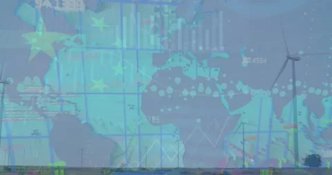 Animation of data processing over wind t... | Stock Video | Pond5