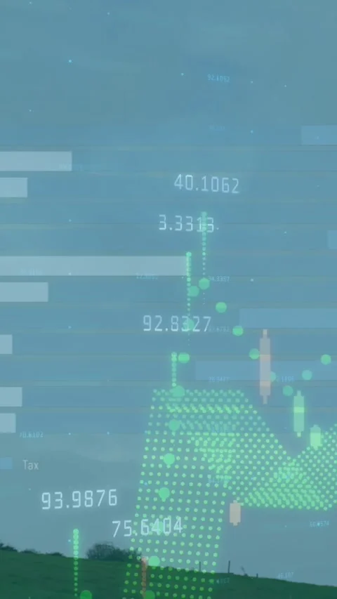 Animation of data processing over wind turbine Stock Footage 344765690