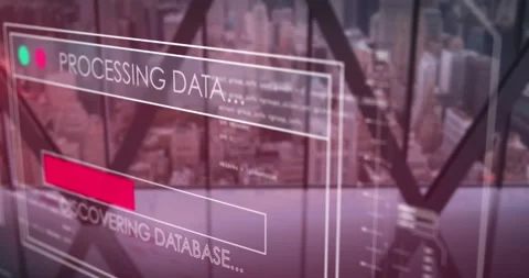 Animation of data processing over window and cityscape Stock Footage 329160500