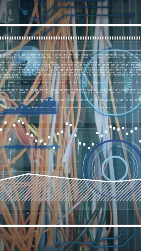Animation of data processing over wires in server room Stock Footage 341927527