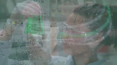 Animation of data processing over woman making tea Stock Footage 316041756
