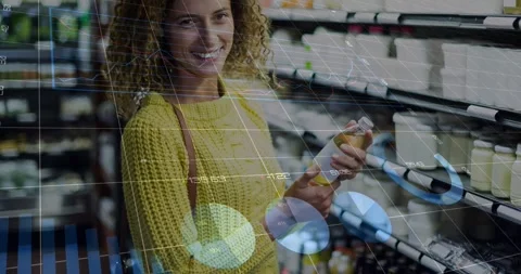 Animation of data processing over woman exercising in gym Stock Footage 326755778