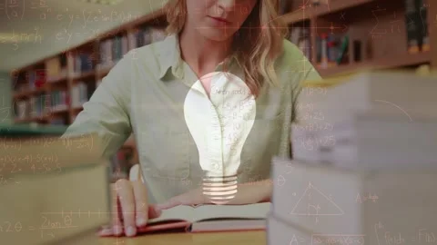 Animation of data processing over woman with trolley in shop Stockbeeldmateriaal 327059778