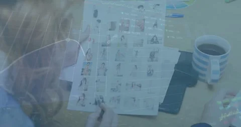 Animation of data processing over woman making tea Stock Footage 330478895