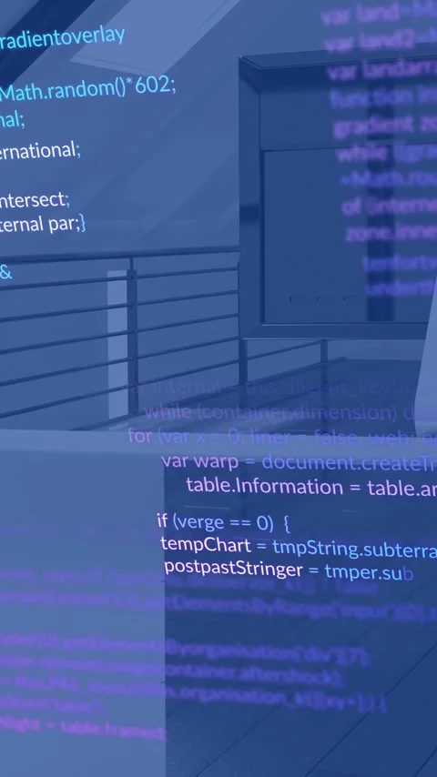Animation of data processing over work station in office Stock Footage 341956602