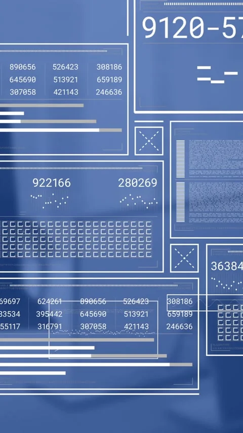 Animation of data processing over work station in office Stock Footage 341956611
