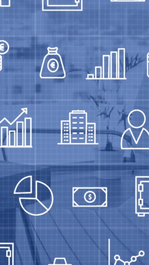 Animation of data processing over work station in office Stock Footage 341976809