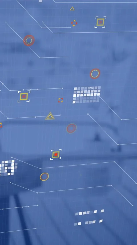 Animation of data processing over work station in office Stock Footage 341976856