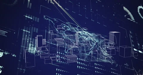 Animation of data processing over world ... | Stock Video | Pond5