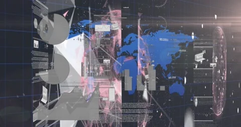 Animation of data processing over world ... | Stock Video | Pond5
