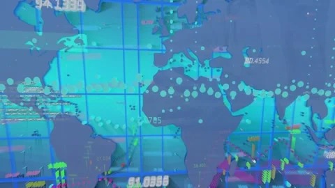 Animation of data processing over world ... | Stock Video | Pond5