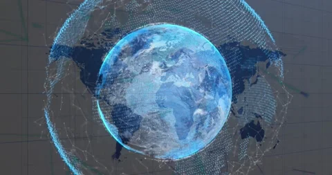 Animation of data processing over world ... | Stock Video | Pond5