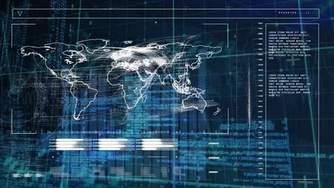 Animation of data processing over world ... | Stock Video | Pond5