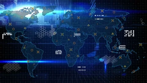 Animation of data processing over world ... | Stock Video | Pond5